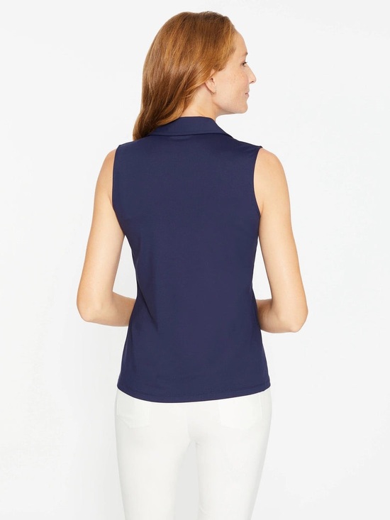 J. McLaughlin Tops - J. McLaughlin Sleeveless Button Down Collared Tank Top, Navy Blue – Size Large
